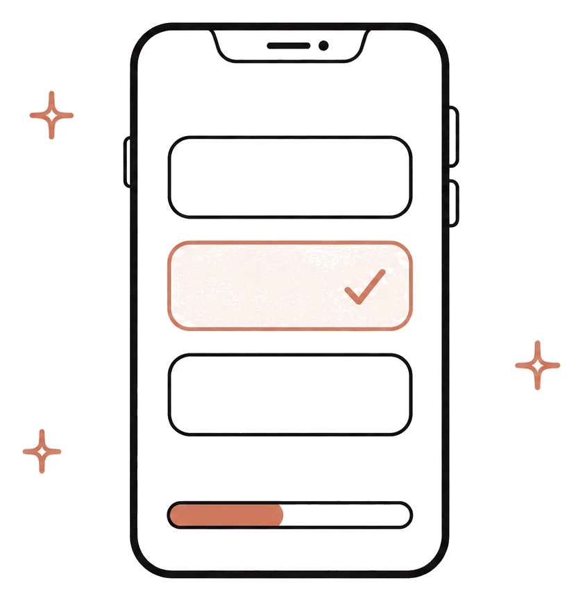 スマホでかんたん見積もりに答えるイラスト